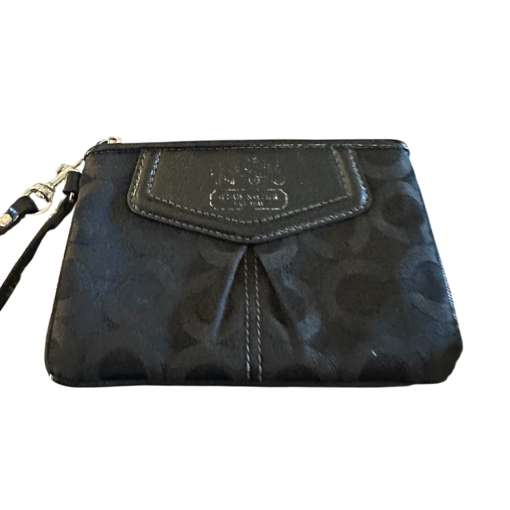 Coach Black Signature Wristlet - Picture 3 of 4